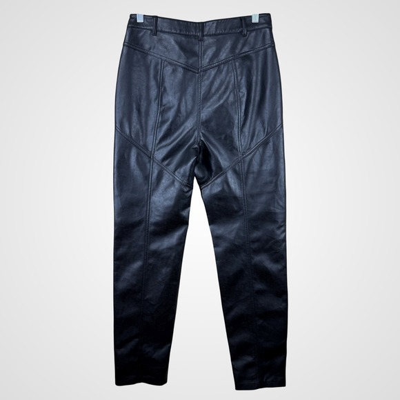 Aritzia Wilfred Vegan Faux Leather Pants Sz 8 Black High-waisted Straight Rebel - Picture 2 of 12
